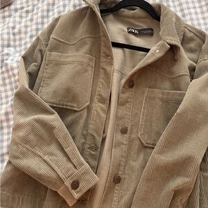 Zara Women’s Corduroy Shirt Jacket - Khaki
